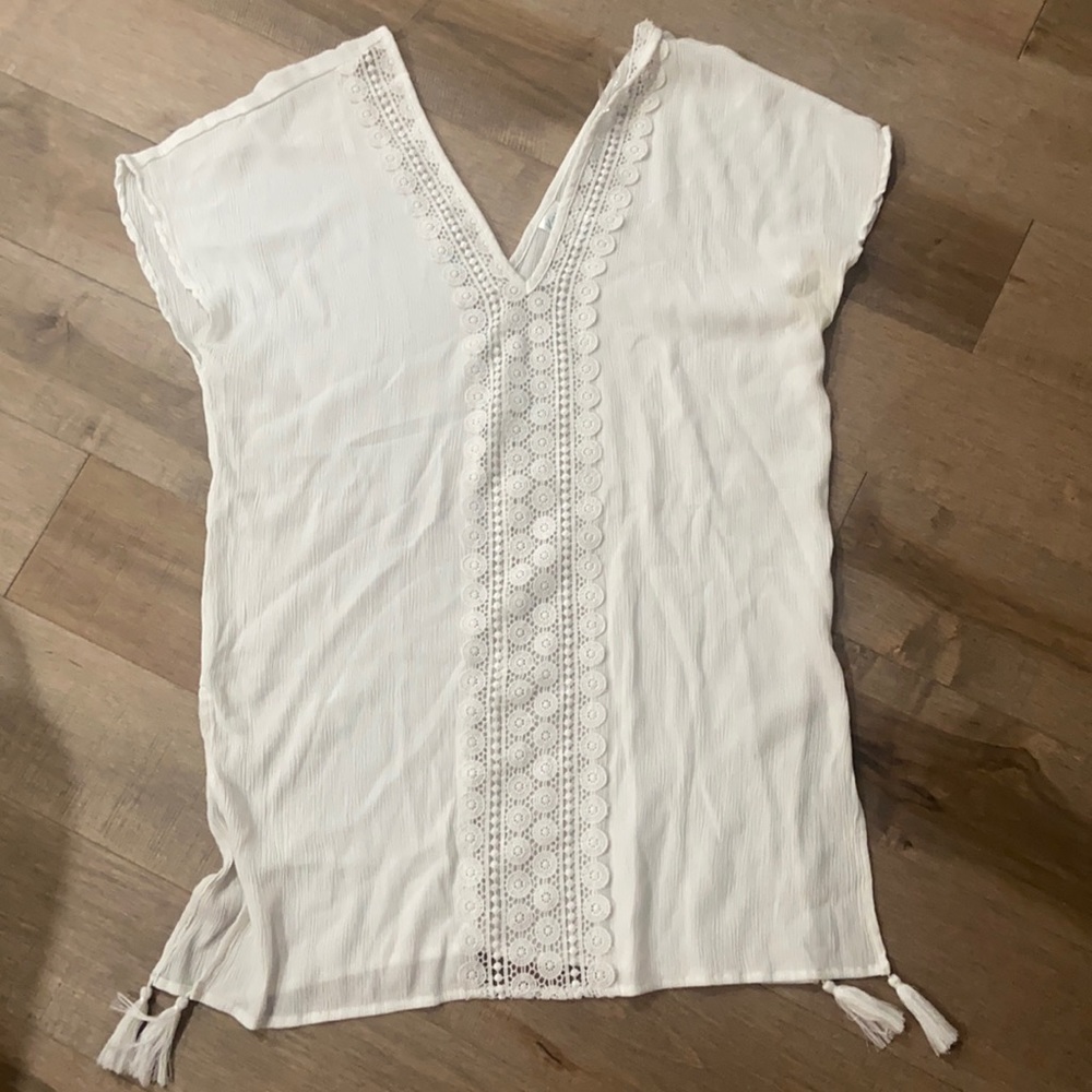 White crochet bikini cover, size S